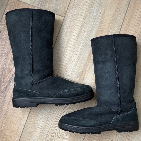 UGG Ultra Tall Black Braid Detail Boots Size 10 - Picture 10 of 14